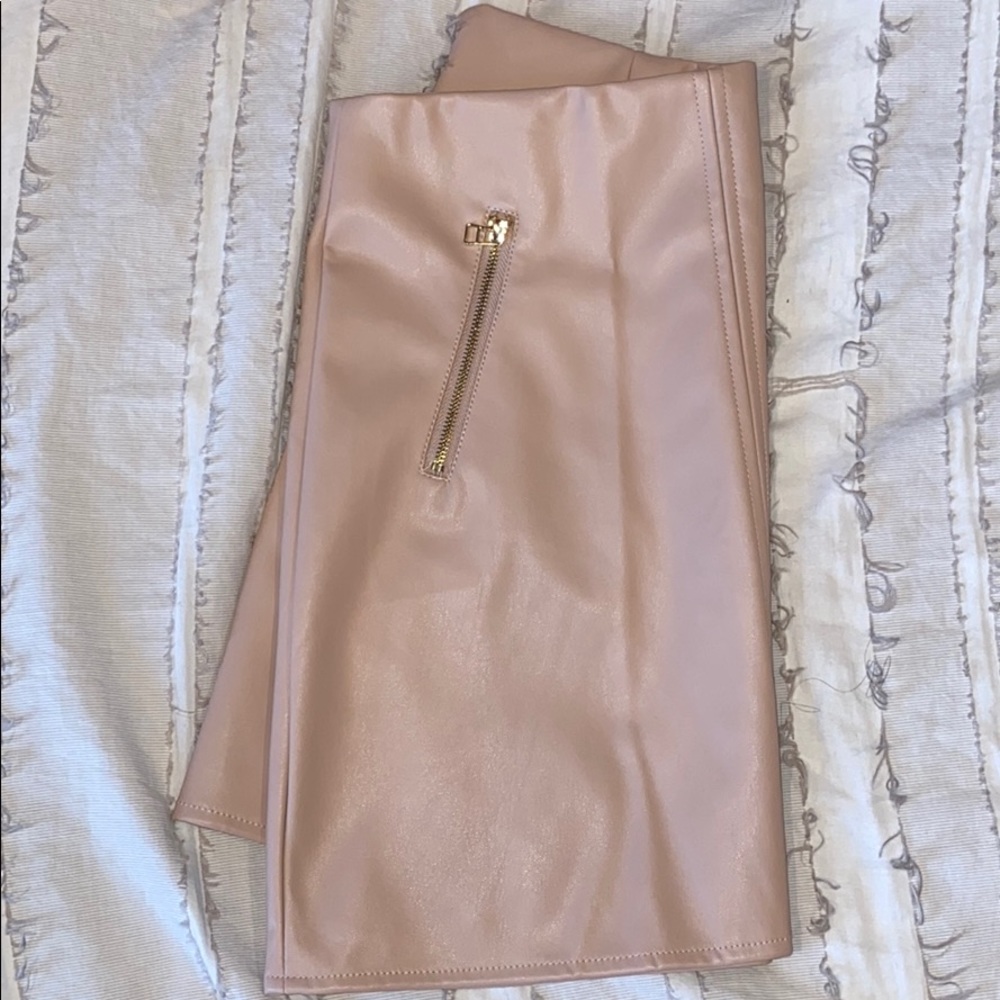 Pink leather skirt